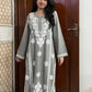 Rayon Lace Chikankari Kurta- Grey