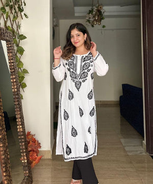 Rayon Kurta- White
