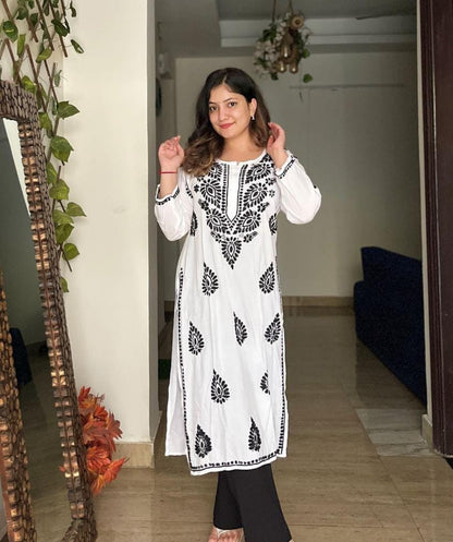 Rayon Kurta- White