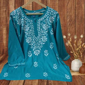 Rayon Short Kurti- Teal