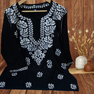 Rayon Short Kurti- Black