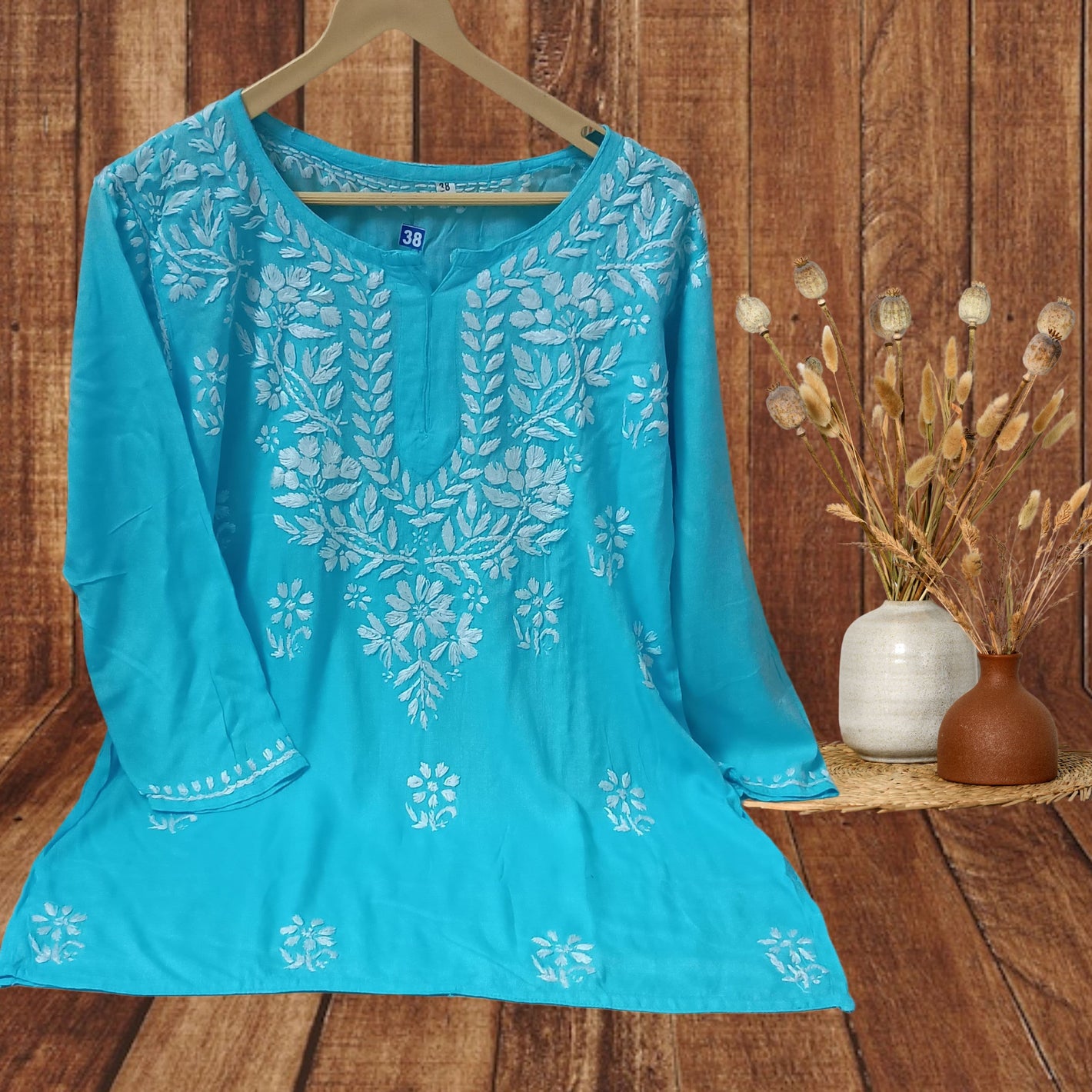 Rayon Short Kurti- Blue