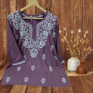 Rayon Short Kurti- Mauve