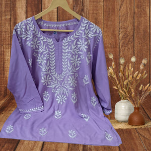 Rayon Short Kurti- Purple
