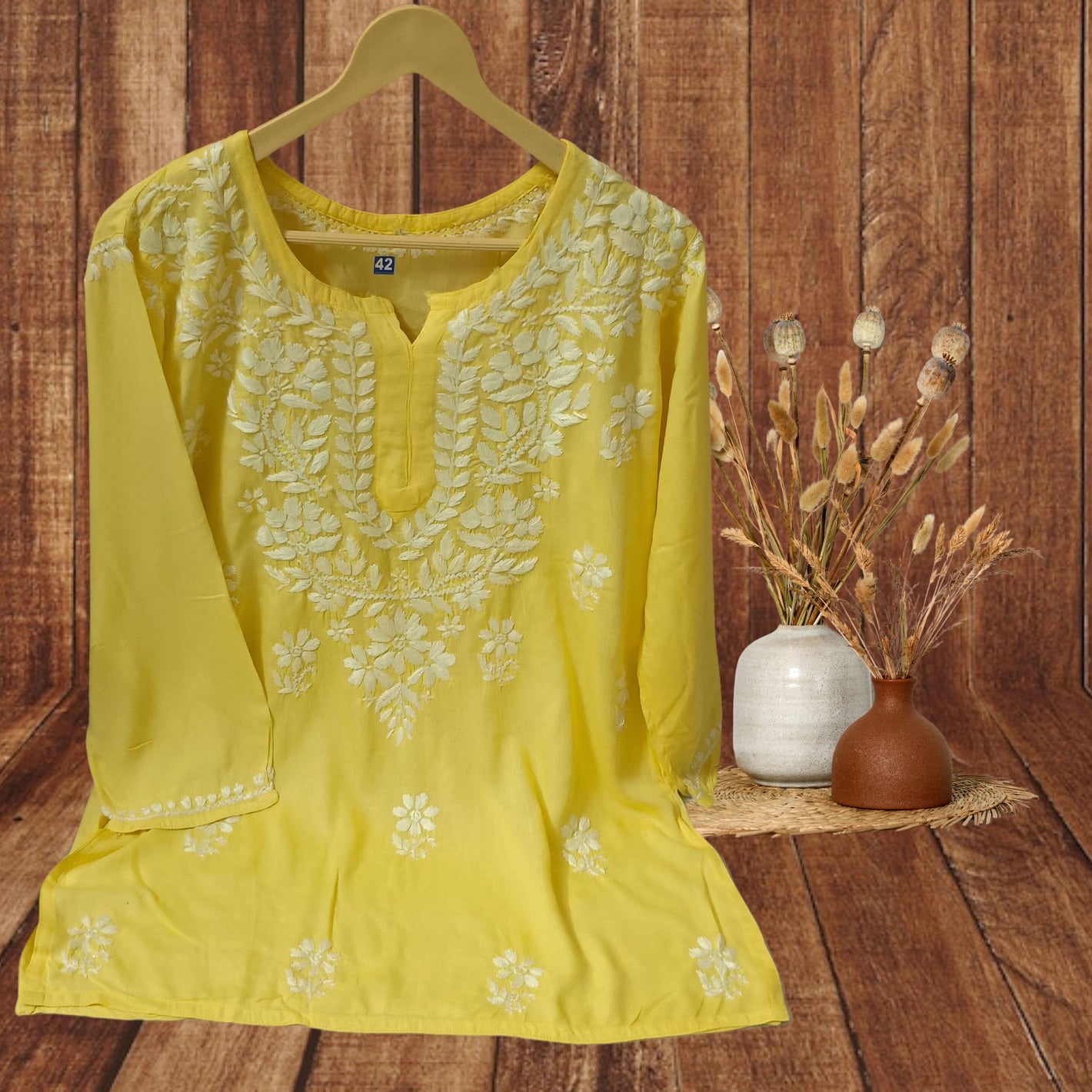 Rayon Short Kurti- Yellow