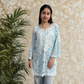 Mulmul Short Kurta- Blue & White