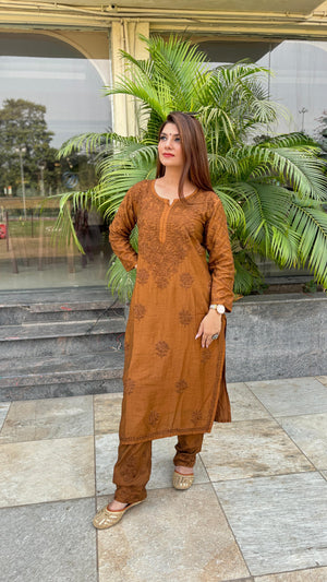 Chanderi Silk Pastel Kurta Set- Yellow